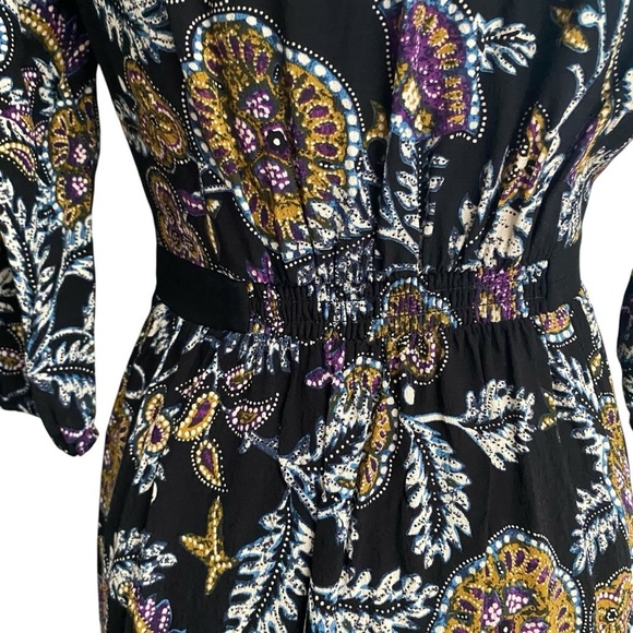 Ba&sh Vienne Black Floral Midi Dress Boho Wedding Guest US 6 - Picture 12 of 16